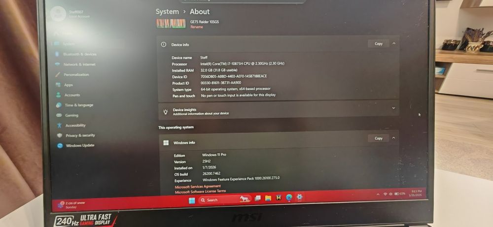MSI GE 75 RAIDER, i7 10875H, RTX 2080 SUPER 8GB, 32 GB RAM, SSD 1.5 TB