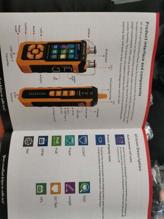 Tester de cabluri rețea Optical wire meter tracer, NOYAFA NF-8518, NOU sigilat