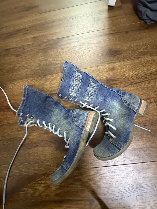 Джинсовые сапоги/ботинки (стильные, необычные)