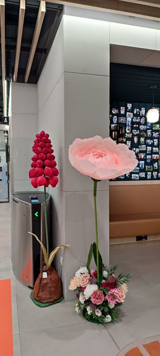 Flori gigant roz handmade, 3 bucăți