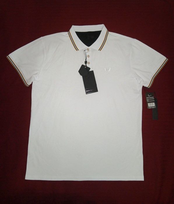 Из Америки, рубашка-поло, бренда Nick Danger white/honey mustard/black