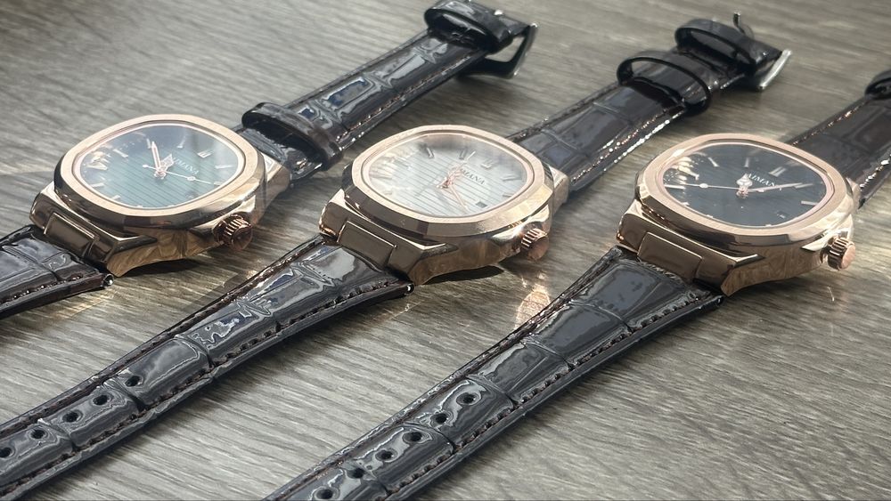 Set trei ceasuri noi curea piele lac nepurtate rosegold