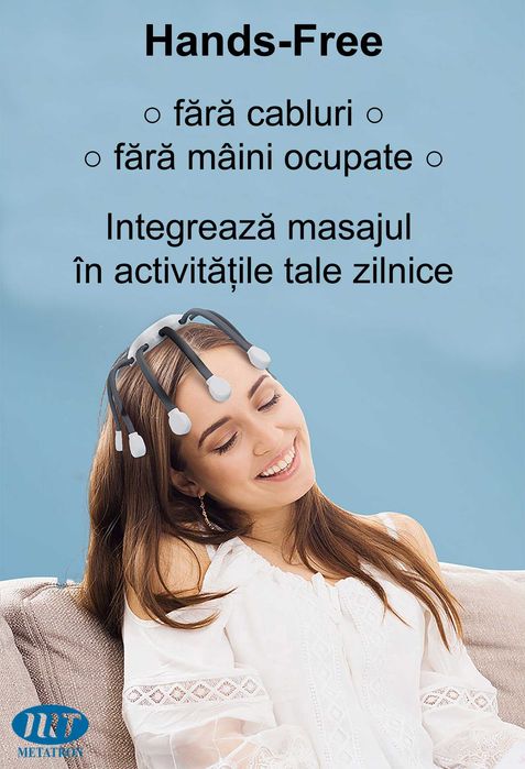 Aparat electric pentru masaj capilar, cu 5 moduri de masaj, pentru detensionare, relaxare și stimularea scalpului