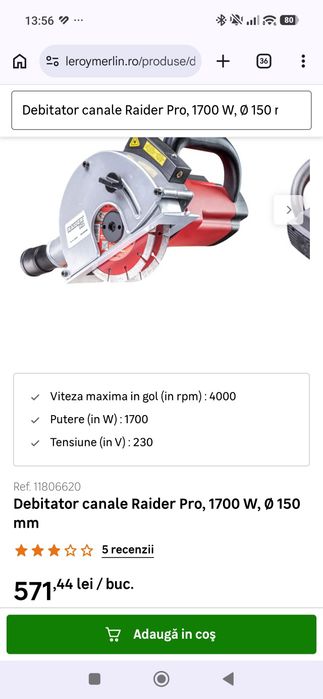 Debitator canale Raider Pro, 1700 W, Ø 150 mm