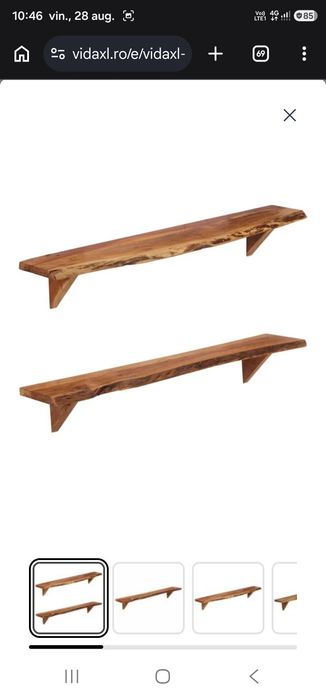 Rafturi de perete, 2 buc., 110x20x18 cm, lemn masiv de acacia