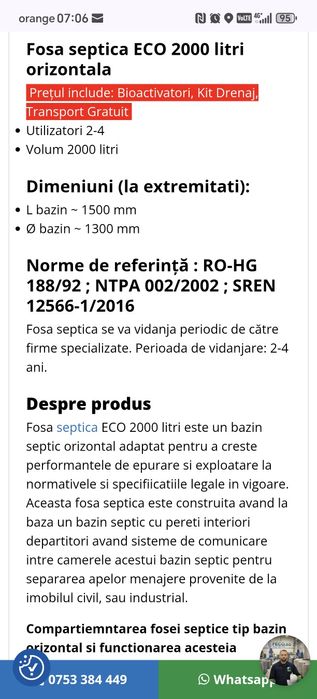 Fosa septică 2000 L