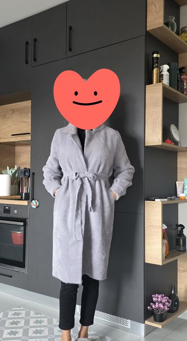 Дамско палто Teddy bear, Сиво палто кашмир и ангора