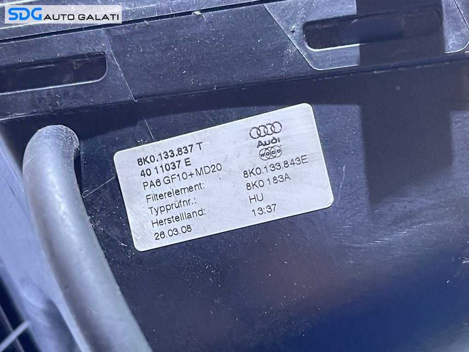 Carcasa Filtru Aer Audi A5 2.0 TDI CAGA CAGB CAHA CAHB CMEA CMFA CMFB CGLC CGLD CJCA CJCB CJCD 2008 - 2017 Cod 8K0133837T 8K0133843E 8K0133835AD [AV0986]