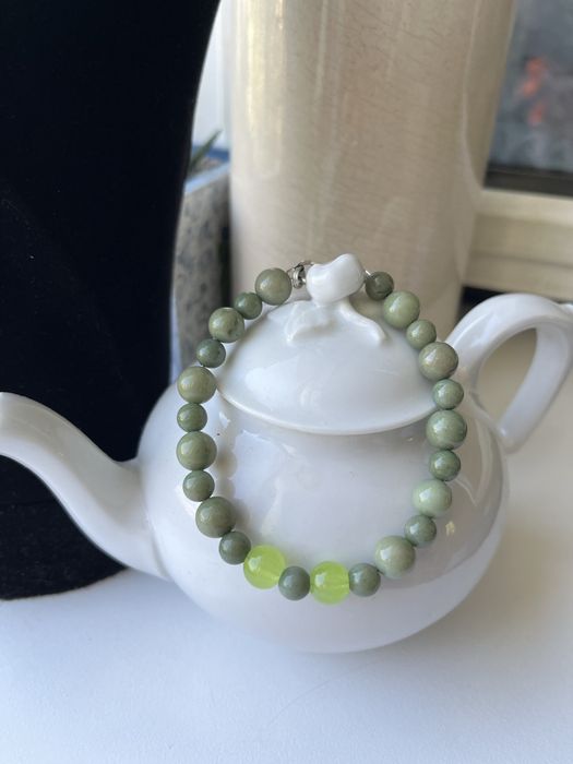 Set colier + cercei + brățară - pietre semiprețioase: JASP AVOCADO + PERIDOT