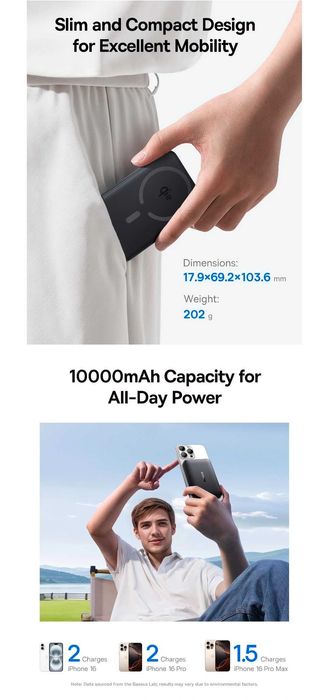 Baseus FM12 Qi2 Magnetic Power Bank 10000mAh PD22.5W for iPhone 16 17
