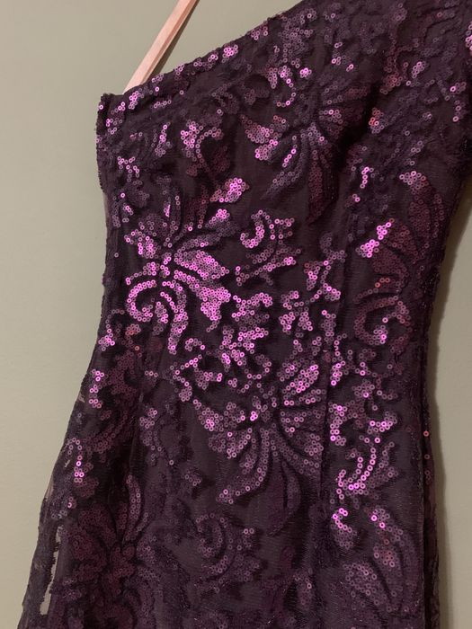 Rochie mov cu paiete H&M cu o singura maneca XS