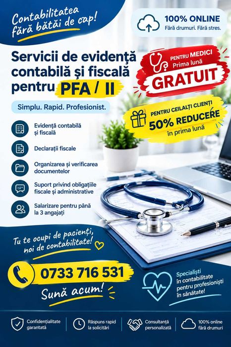 Contabilitate Pfa/II ONLINE – Oferta SPECIALĂ Pentru MEDICI