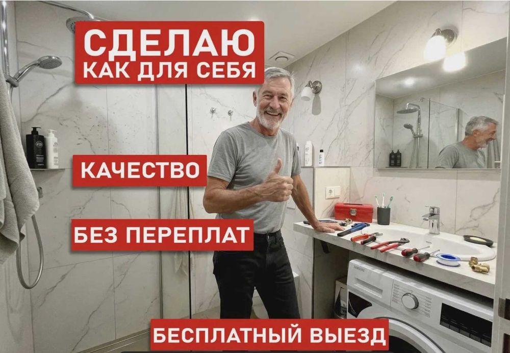 Сантехник срочный выезд на дом недорого Алматы
