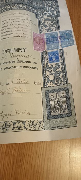 Diploma veche Interbelica