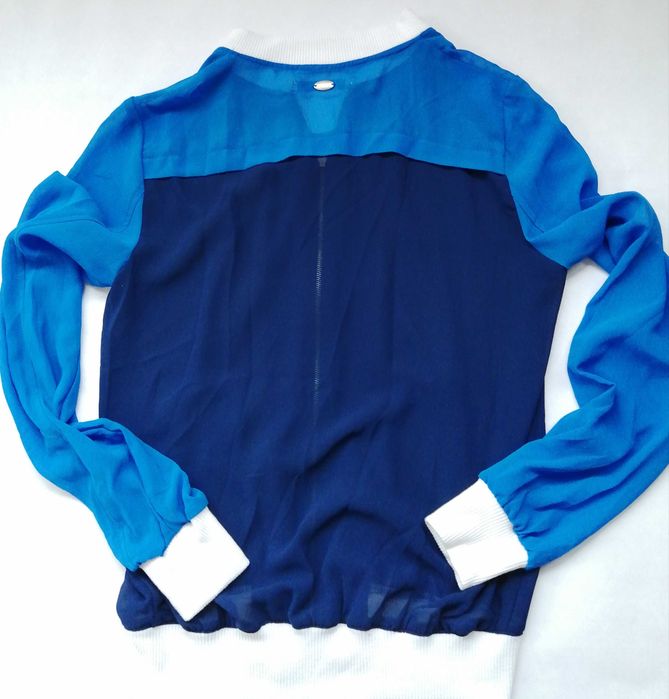 Jacheta Stradivarius dama masura S sport blue cu alb transparenta