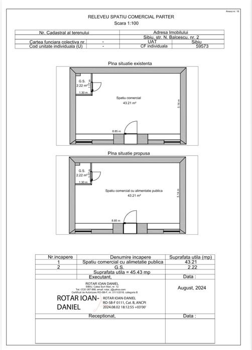 De inchiriat -Spatiu comercial cu alimentatie publica pe strada Balcescu Sibiu
