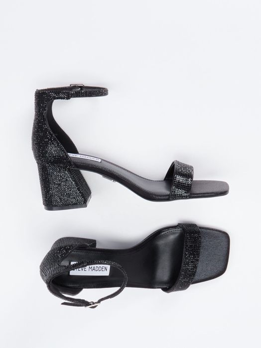Токчета обувки на дебел ток с камъни черни Steve Madden
