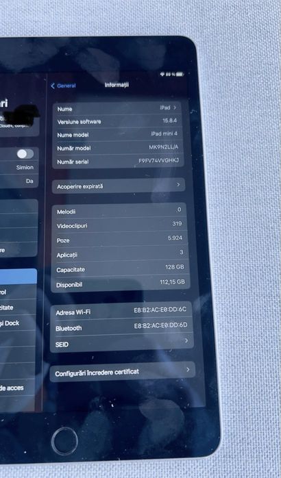 iPad mini 4, capacitate 128GB