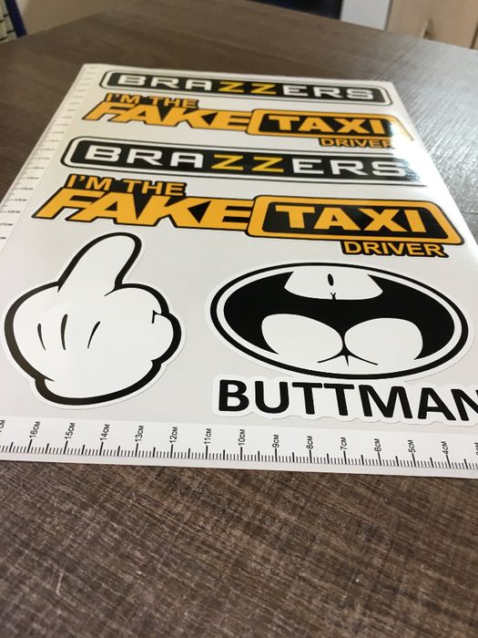 Стикери BrazzerS, Mickey, Fake Taxi, Buttman PVC фолио лист А4