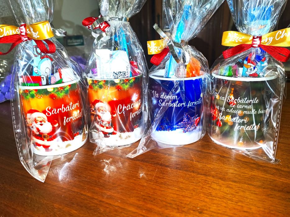 Pachet CADOU Crăciun iarnă Cană cu mesaj cu dulciuri Surpriză pe