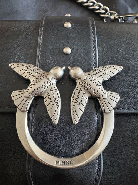 Оригинална черна чанта PINKO love bird mini