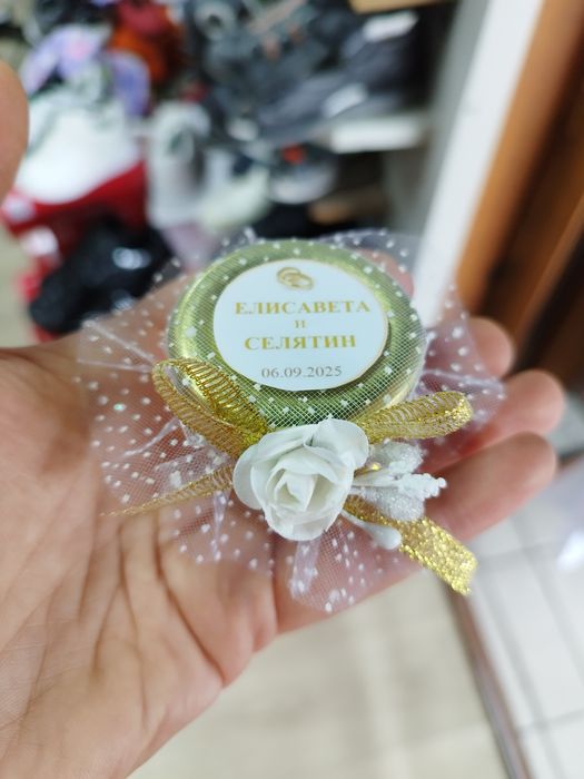 Бурканче с мед за гости на кръщене, сватба, гипсови подаръчета