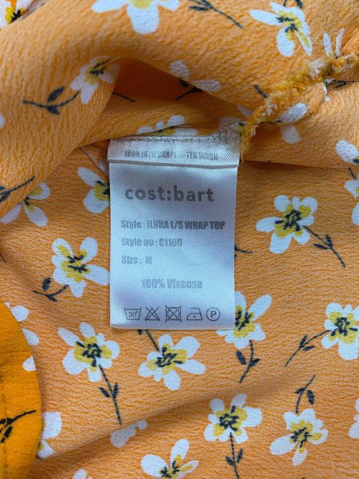 Bluză top Cost:Bart, galben floral, mânecă lungă, mărime M