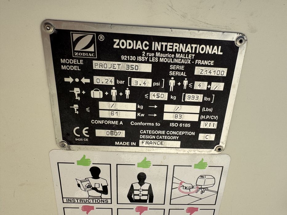 Barca zodiac rib projet 350