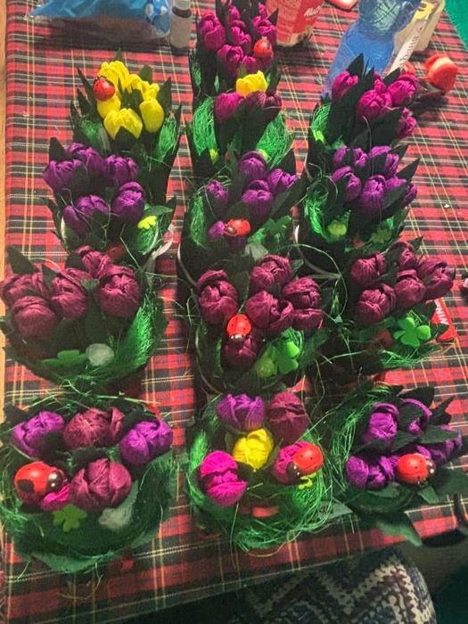 Кокичета и минзухари  от креп хартия