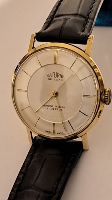Ceas de Aur 14 K Elvețian Saturn De Luxe