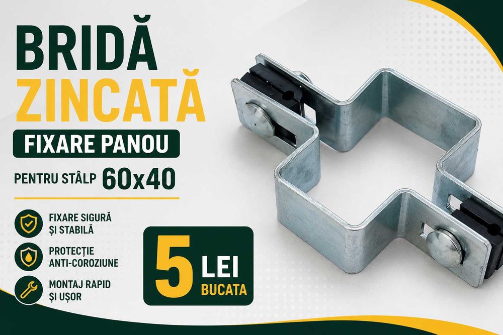 Brida 60x40  pentru fixare panou / brida pentru stalp 60x40