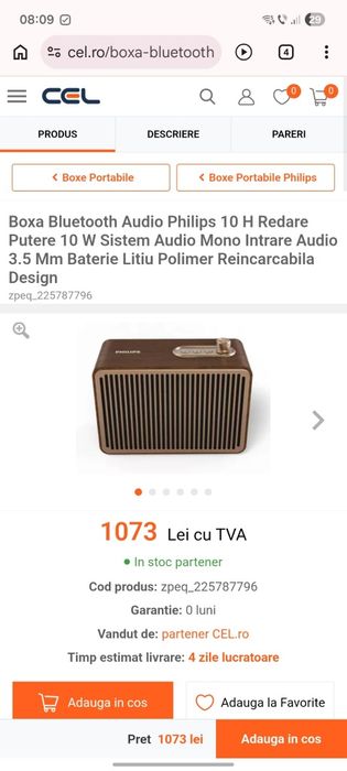 Boxa Bluetooth Audio Portabila Philips 10 H Redare Putere 10 W Sistem Baterie Litiu Reincarcabila