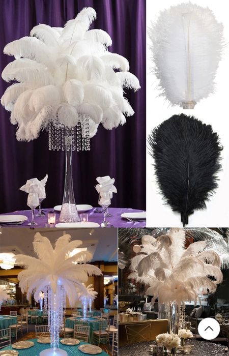 Топ качество! Щраусови бели пера за декорация