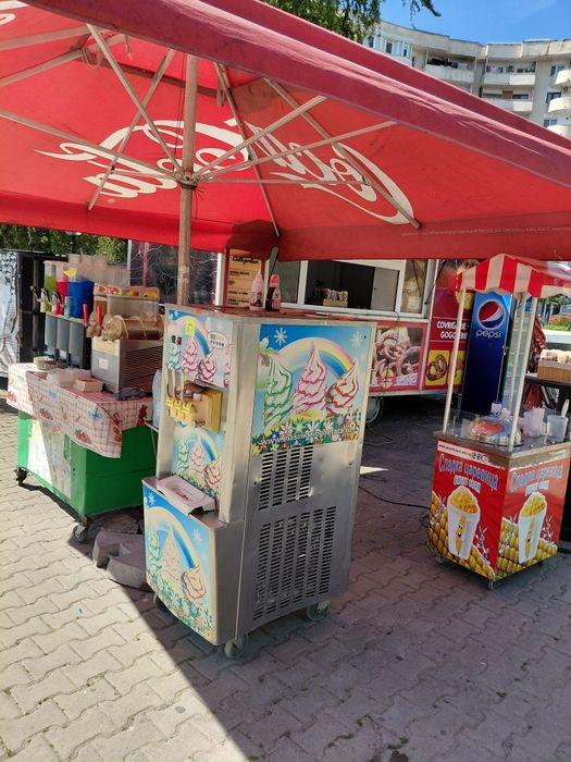 Afarere la chie rulota masina de inghetata  2 aparate suc granita  aparat kurtosi colac aparat de fiert porub