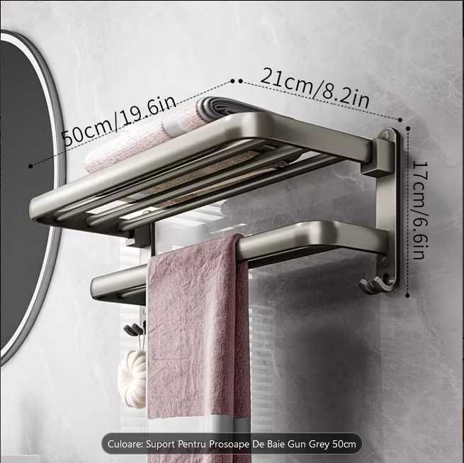 Suport baie prosoape 50 cm – NOU – multifuncțional