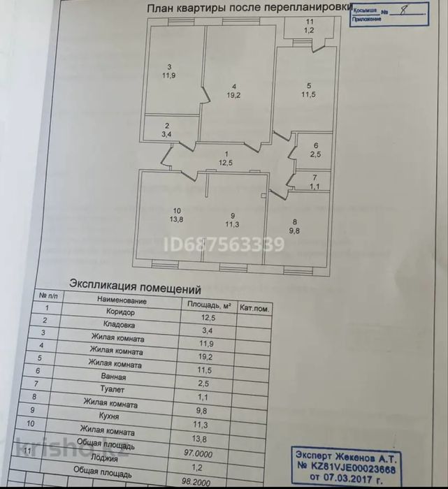5 комнатная квартира в городе Аксу