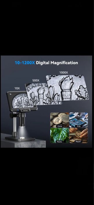 Microscop digital profesional , 7 inch, 16MP, 1080HD, conectare PC
