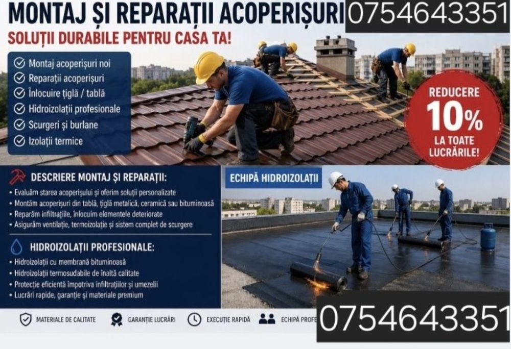 Executam acoperise și reparații