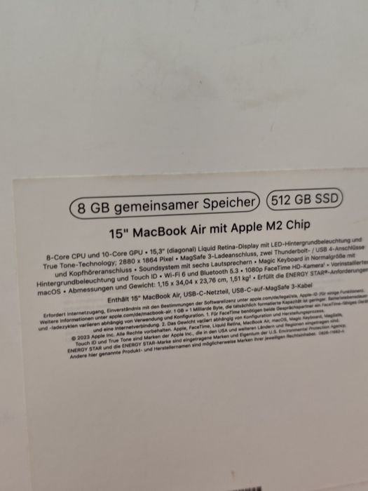 Mac Book Air M2 15 inch 512