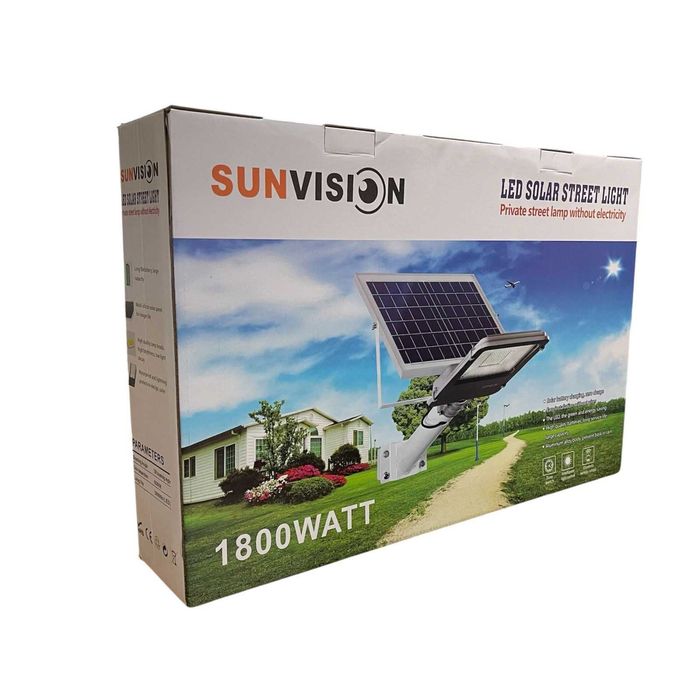 Улична соларна лампа с панел и стойка 1800W SUNVISION