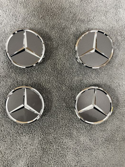 Set capace jante aliaj Mercedes Benz 75MM gri negru albastru