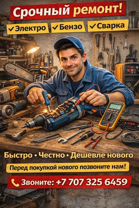 Срочный ремонт электро и бензоинструмента. Сварка