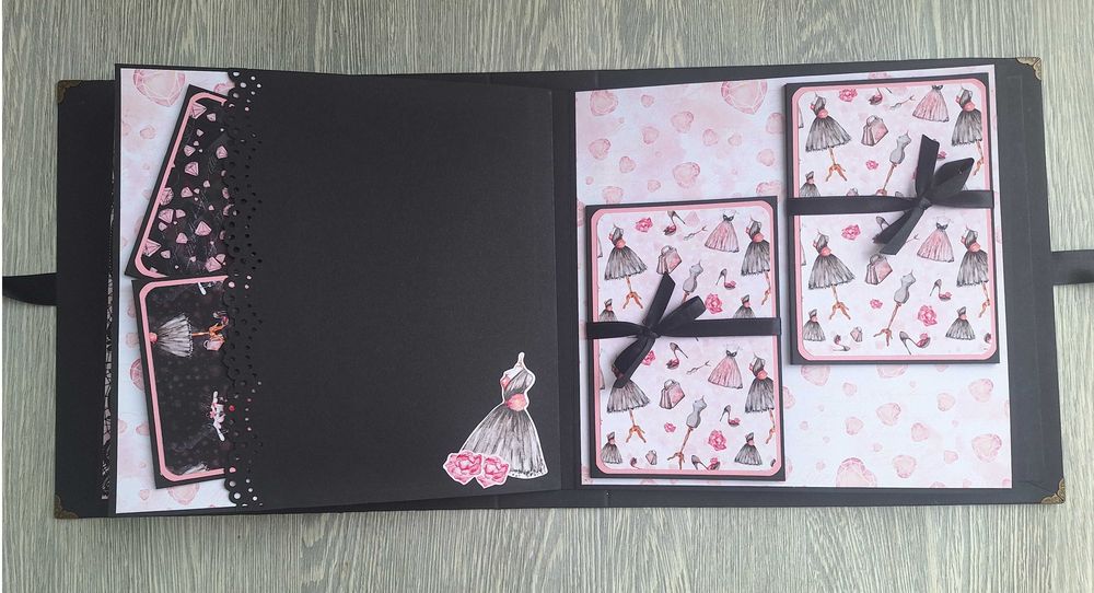 Скрапбук албум в черно и розово, ръчна изработка /23.18