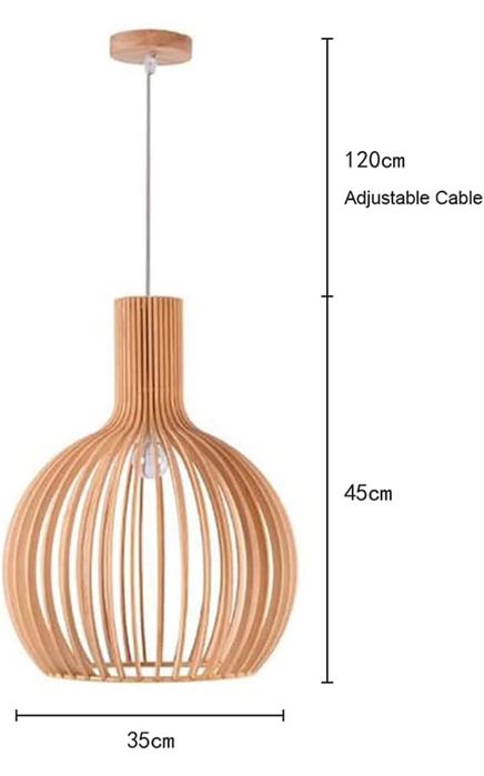 Дизайнерска лампа от шперплат висяща пампа Ф35 см Е27