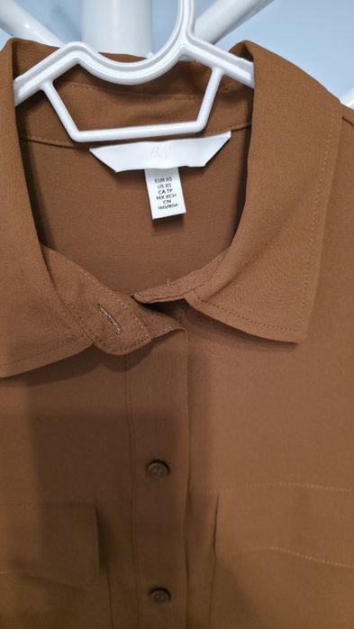 Cămașă din crep de bumbac damă H&M, maro, marimea XS