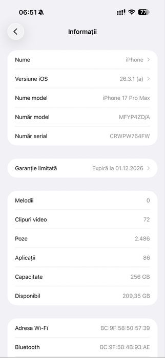 Iphone 17 pro max, 256gb, deep blue.