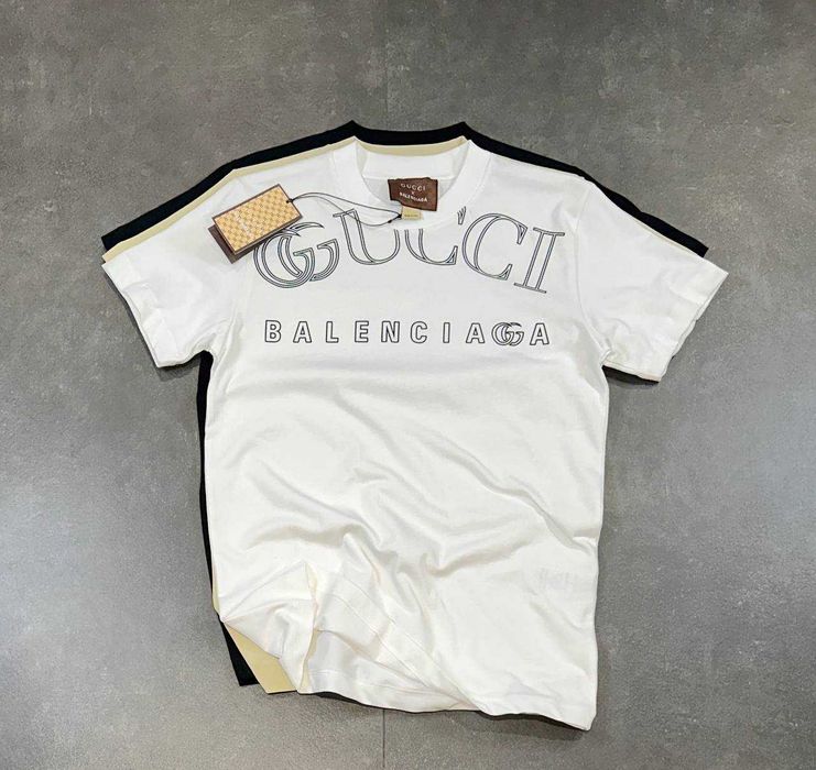 Мъжка тениска Gucci x Balenciaga в черно и в бяло
