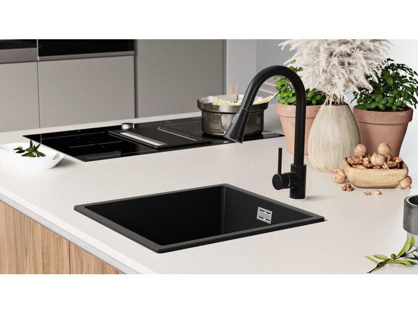 Кухненска Мивка от гранит модел Лондон 45 Slim 410 x 470 mm - Черна