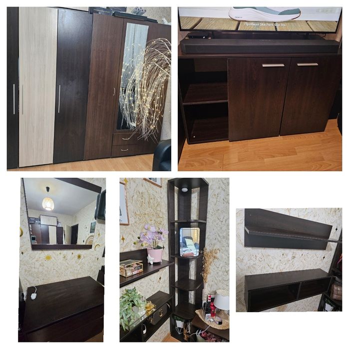 Мебели комплект: гардероби, скрин, ракла, етажерки , спалня