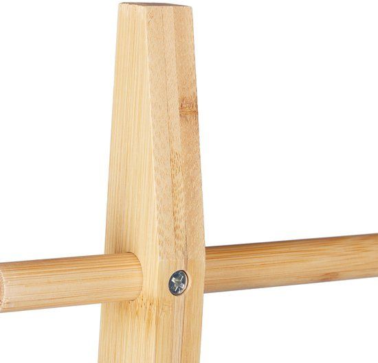 Свободностояща бамбукова закачалка за кърпи с рафтове 150 x 50 x 30 см